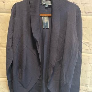 Karen Scott Navy Blue Open Front Cardigan Large NWT